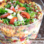 This CHICKEN BACON RANCH LAYER SALAD looks amazing!!