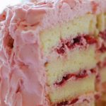 VANILLA CAKE WITH STRAWBERRY CREAM FROSTING