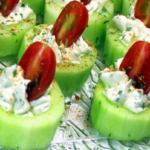 Cucumber Bites with Herb Cream Cheese and Cherry Tomatoes