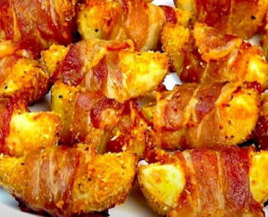 Potatoes rolled with bacon