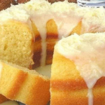 Creamy coconut cake with syrup