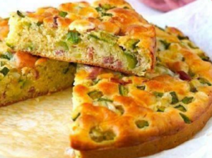 Zucchini and speck cake