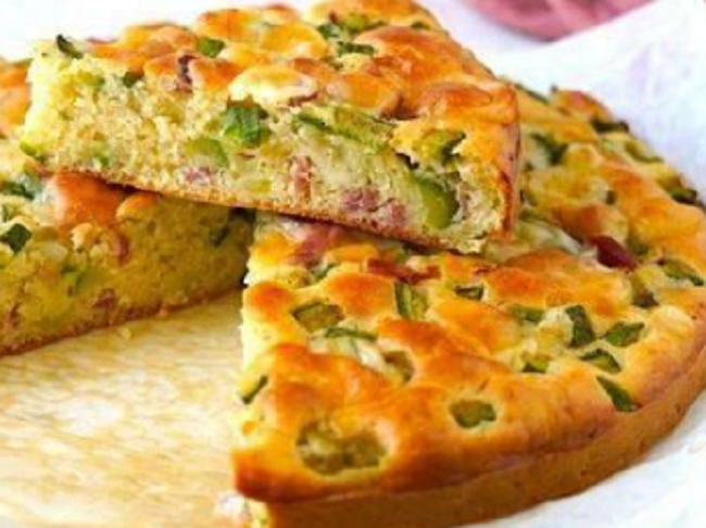 Zucchini and speck cake