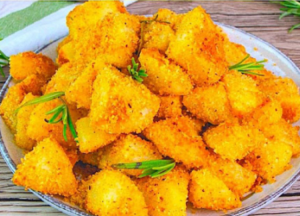 Roast potatoes coated