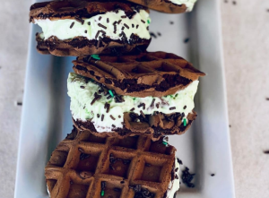 PEPPERMINT CRISP WAFFLE ICE CREAM SANDWICHES