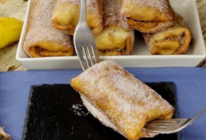 Banana roll-ups and Fried apple rolls