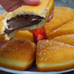 Delicious Donut With Chocolate Filling