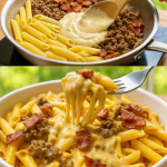 Loaded Bacon Cheeseburger Alfredo Pasta